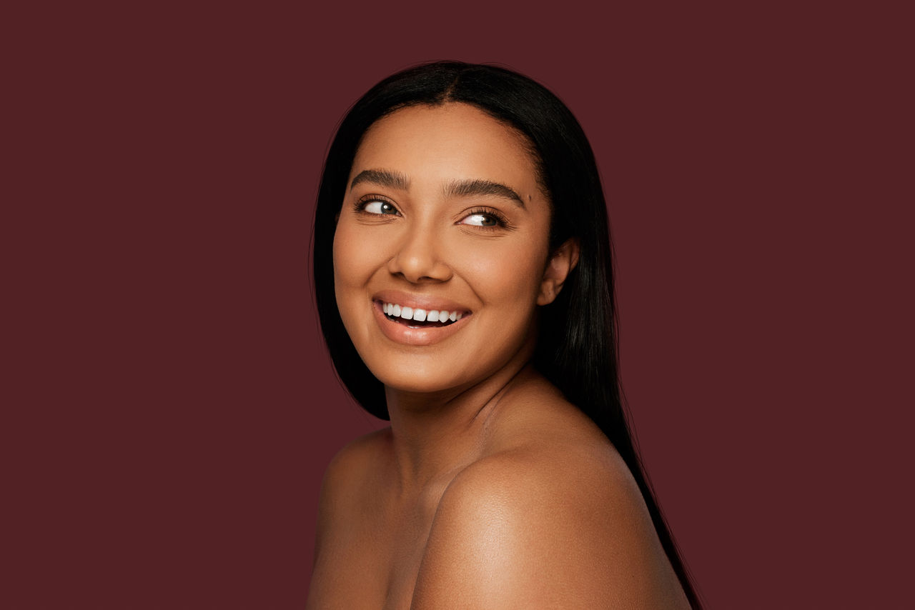 woman looking forward smiling
